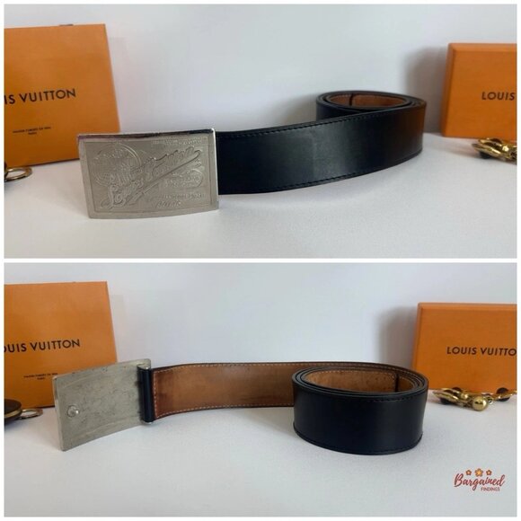 Authentic Louis Vuitton Black Leather Infini Ceinture Jeans Belt Size 100/40 - Picture 6 of 13
